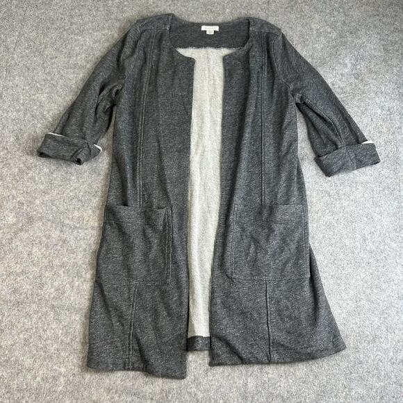 Garnet Hill Jacket Women’s XS Heather Gray Duster Cardigan Open Front Pocket - Picture 1 of 8